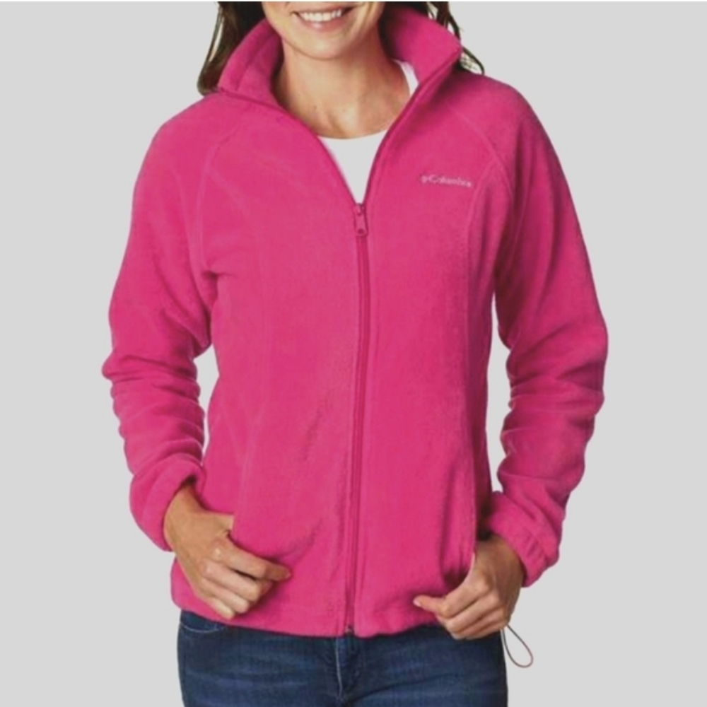 Columbia Women's Fleece Hot Pink Full Zip Coat Jacket Size MP